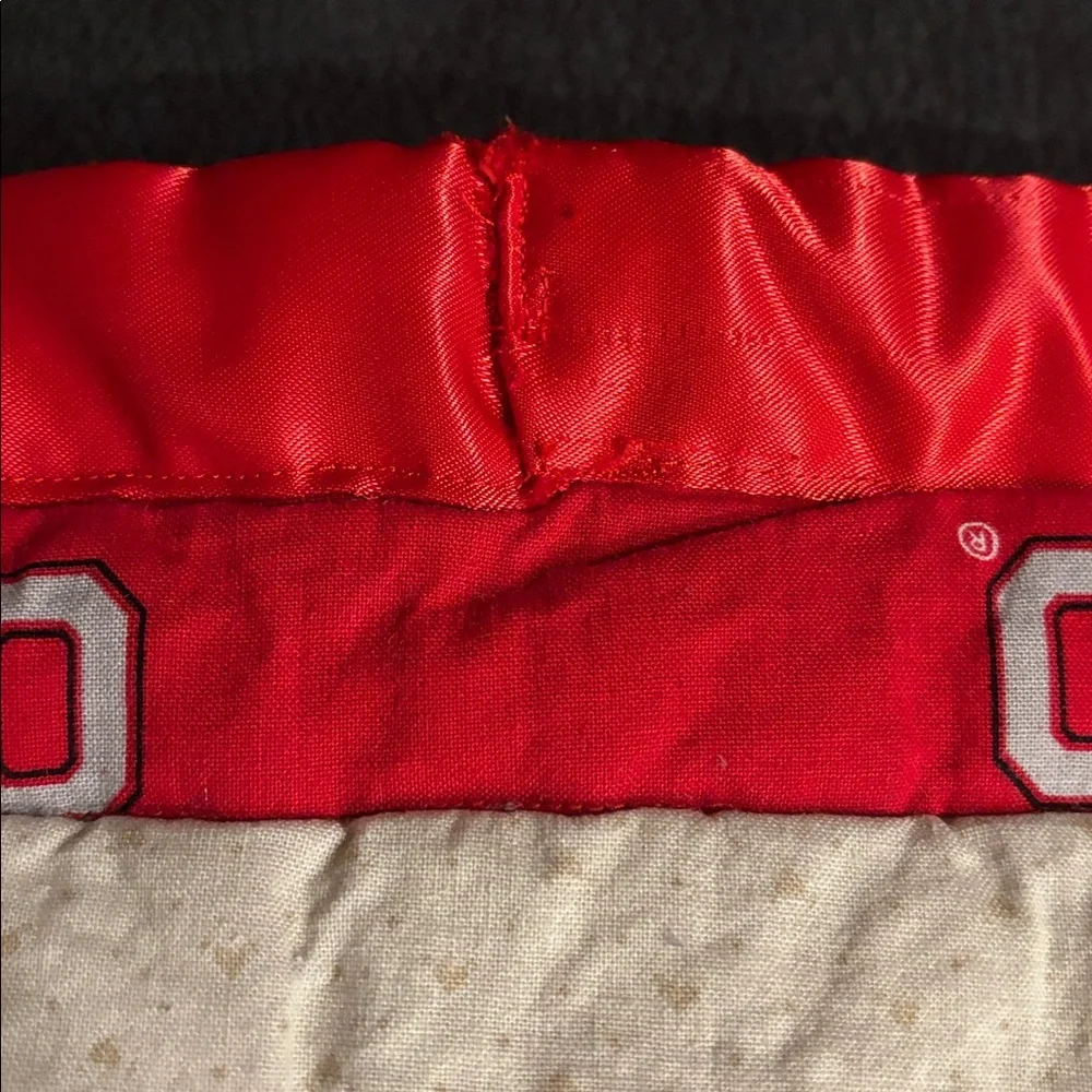 PRE OWNED HANDMADE OHIO STATE BUCKEYES FOOTBALL BABY QUILT